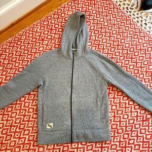 Tracksmith Merino Wool Zip Up Hoodie in Light Gray